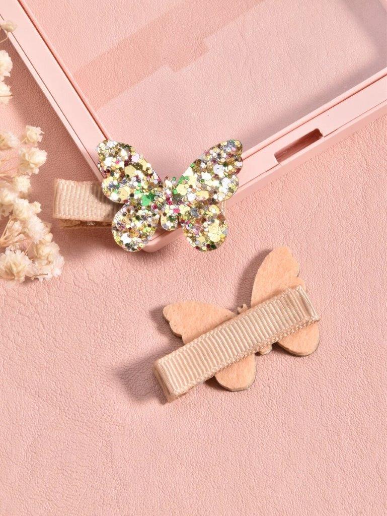 2 Piece Gold Glitter Butterfly Hair clips