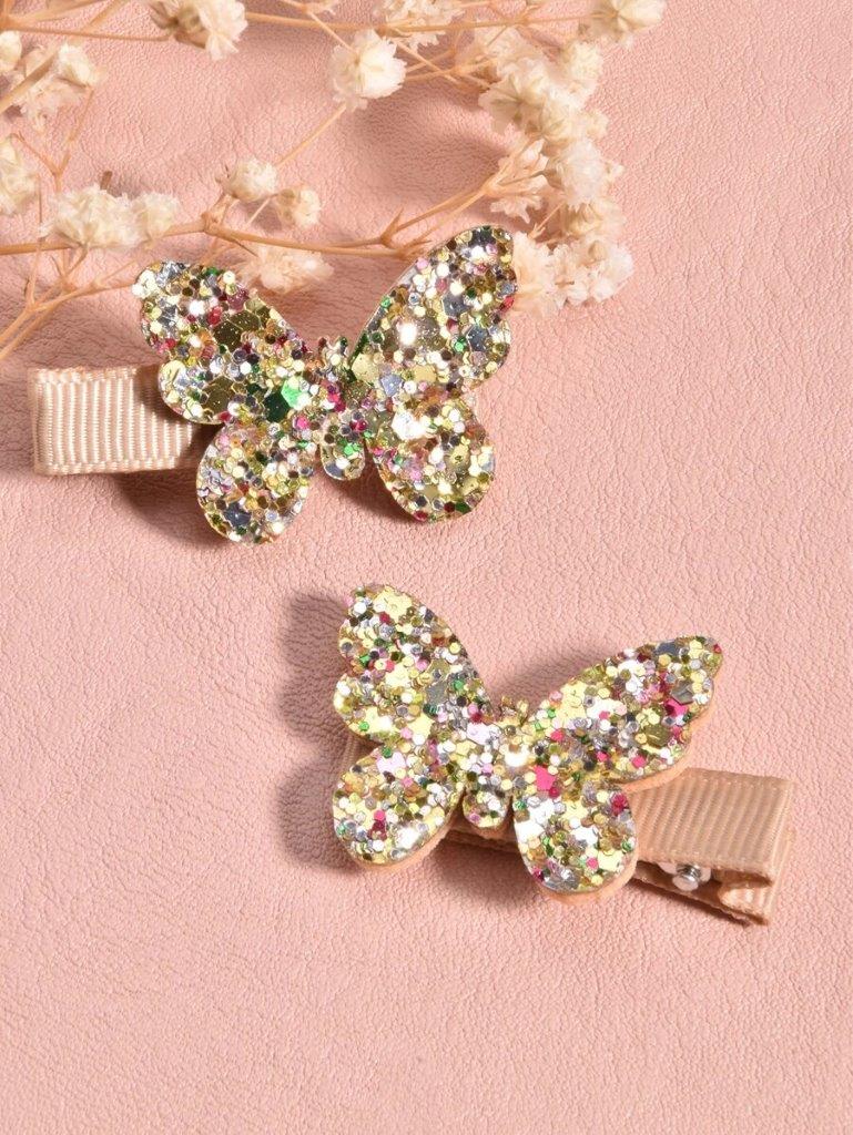 2 Piece Gold Glitter Butterfly Hair clips