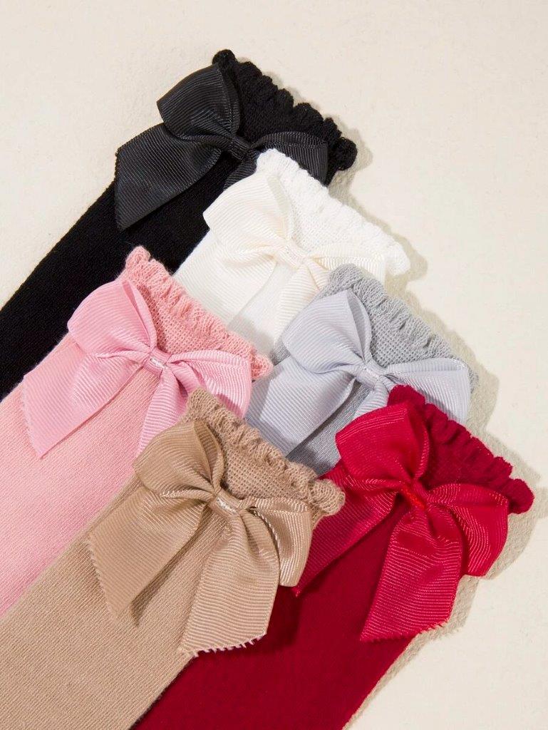 Baby Set of 6 Bow Socks 0-6 Months