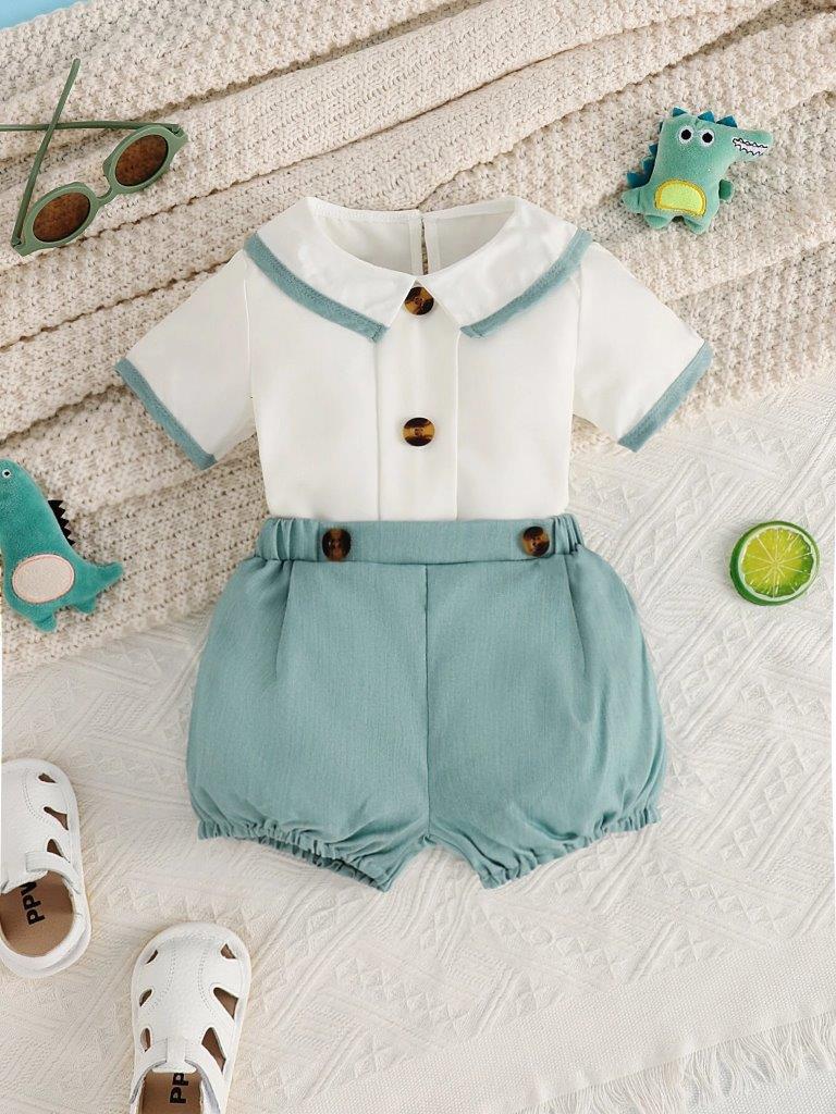 Baby Button Shirt and Shorts Set