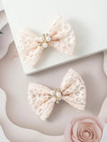 2 Piece Elegant Bow Hair Clips Light Pink