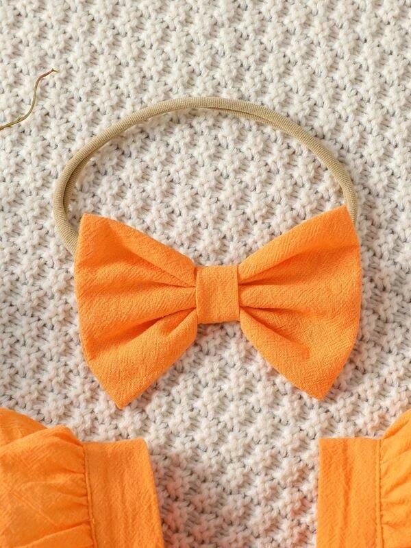 Baby Orange Ruffle Trim Bodysuit Set