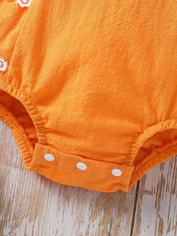Baby Orange Ruffle Trim Bodysuit Set