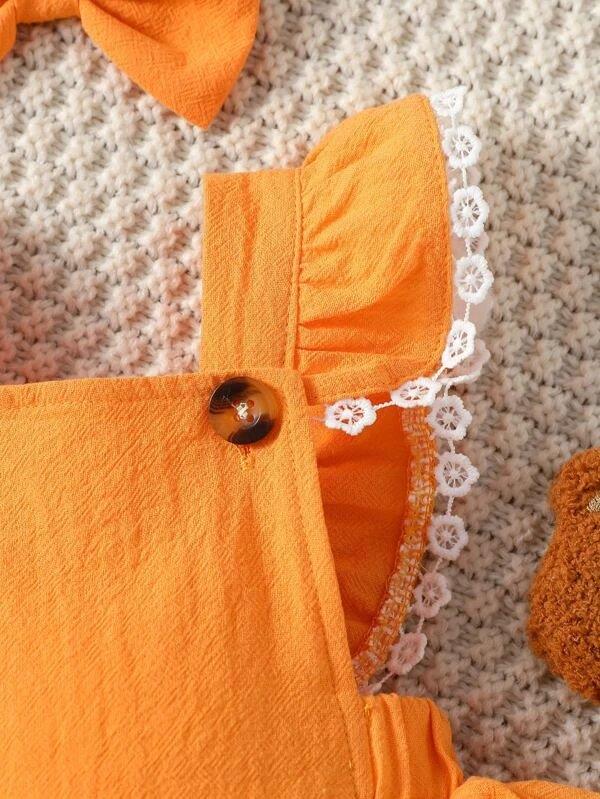 Baby Orange Ruffle Trim Bodysuit Set