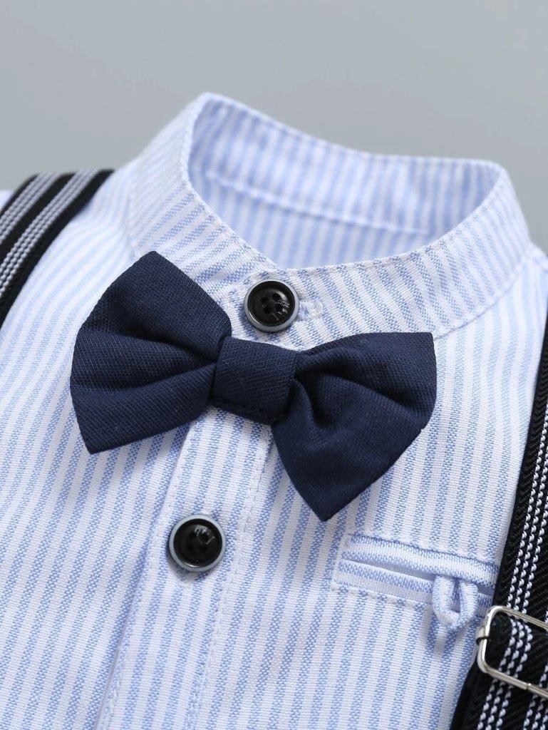 Baby Formal Gentleman Suspender Bow Tie  Romper