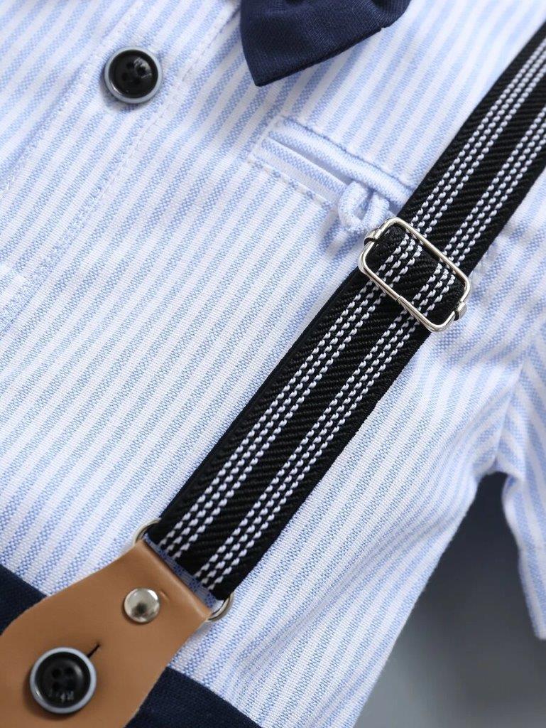 Baby Formal Gentleman Suspender Bow Tie  Romper