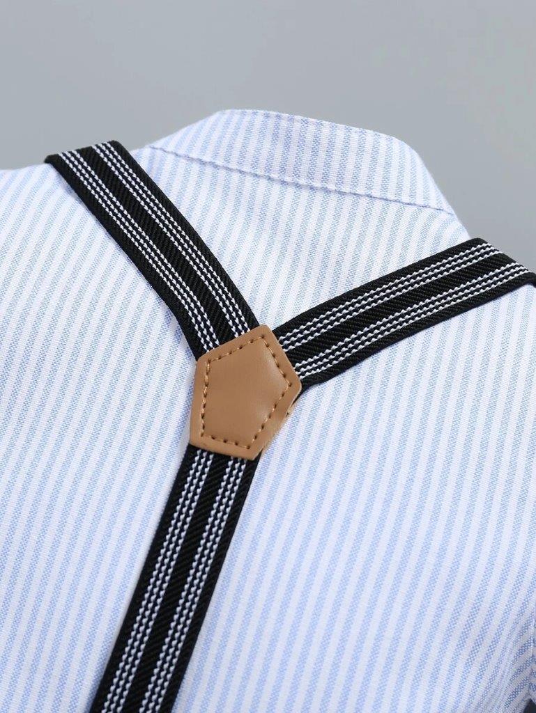 Baby Formal Gentleman Suspender Bow Tie  Romper