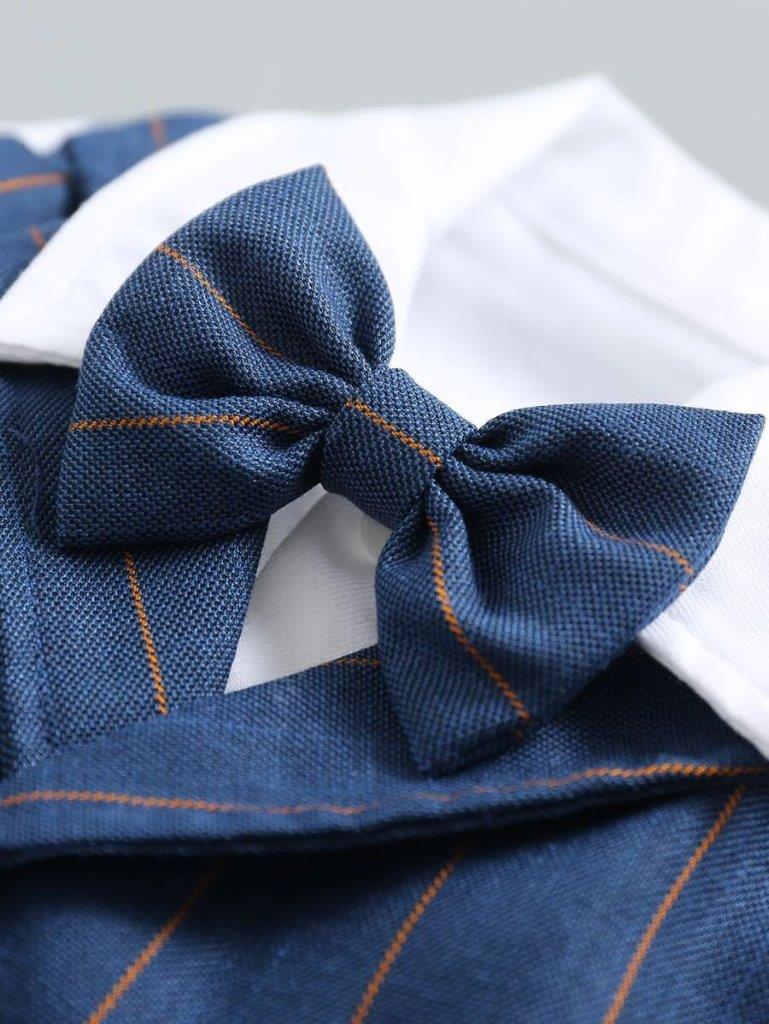 Baby Formal Gentleman Bow Tie Stripe Romper
