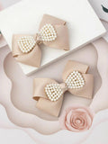 2 Piece Faux Pearl Choc Brown Hair Clips Set