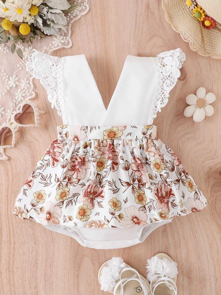 Baby Floral Lace Bodysuit Dress