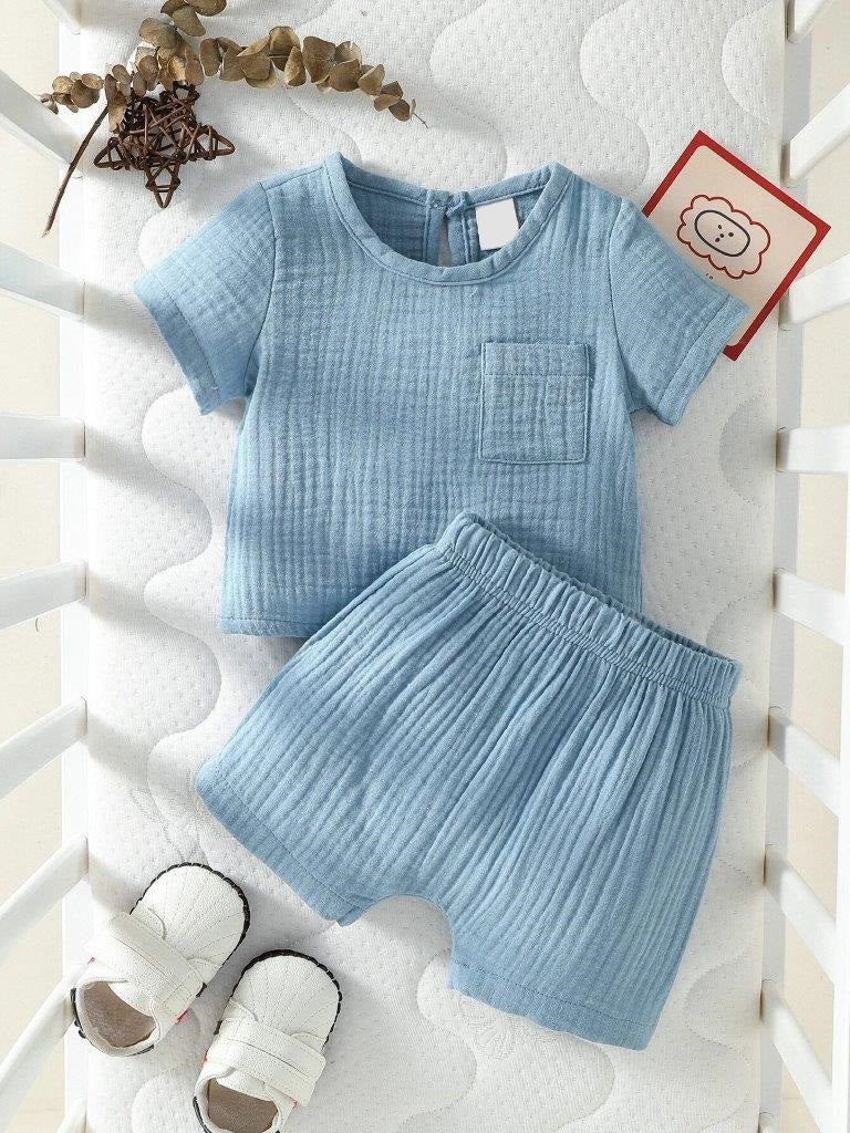 Baby Cotton Pocket Tee And Shorts Set