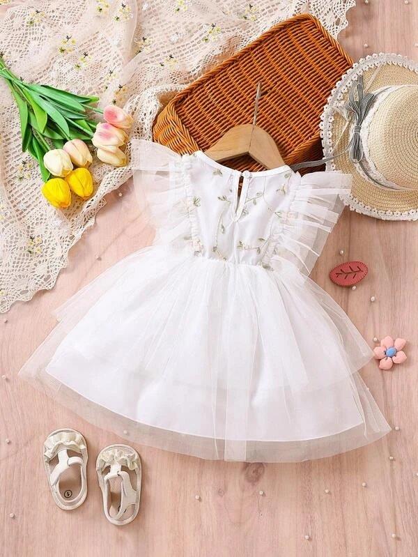 Baby Floral Embroidery Mesh Dress