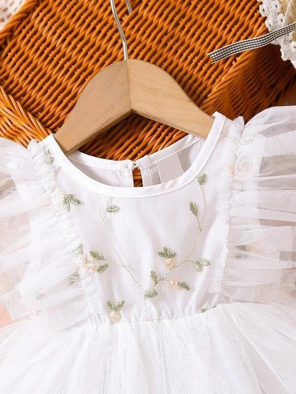 Baby Floral Embroidery Mesh Dress