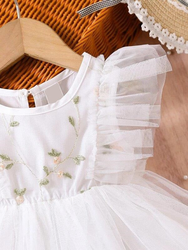 Baby Floral Embroidery Mesh Dress