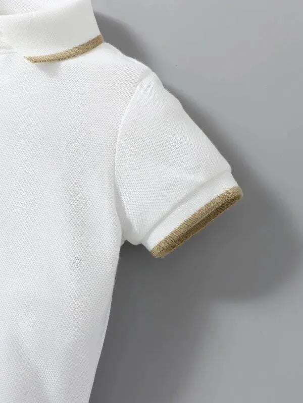 Baby Golfer Bodysuit And Brown Shorts Set