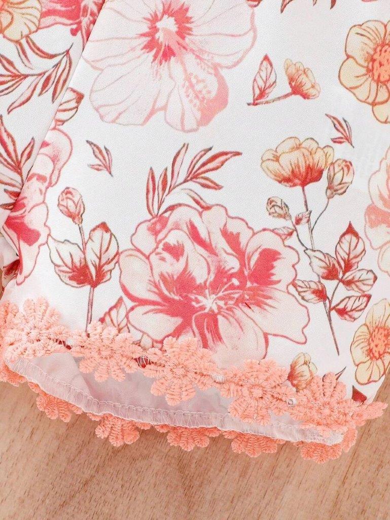 Baby Floral Print Cami Romper Set Pink