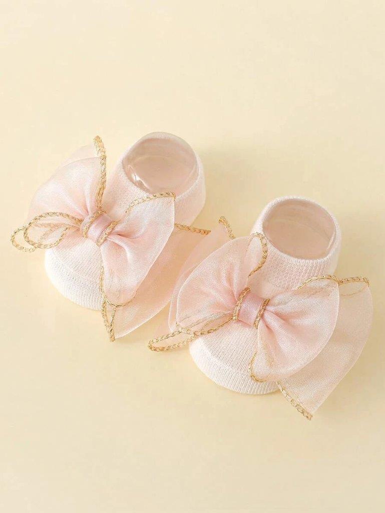 Baby Bow Decor Socks With Headband 0-6 mnths