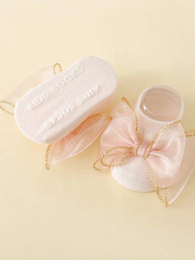Baby Bow Decor Socks With Headband 0-6 mnths