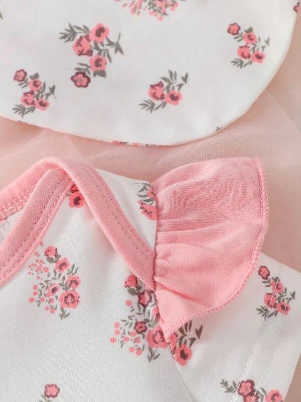 Baby 5 Piece Floral Bodysuit And Shorts Set