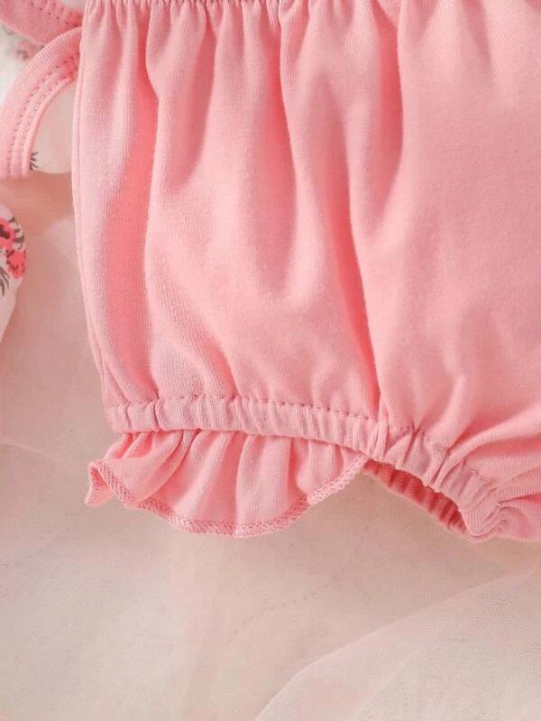 Baby 5 Piece Floral Bodysuit And Shorts Set