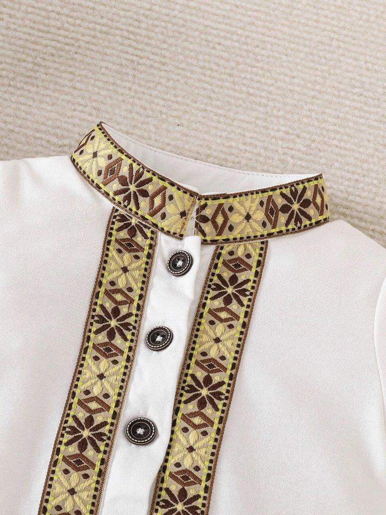 Baby Pattern Front Button Jumpsuit White