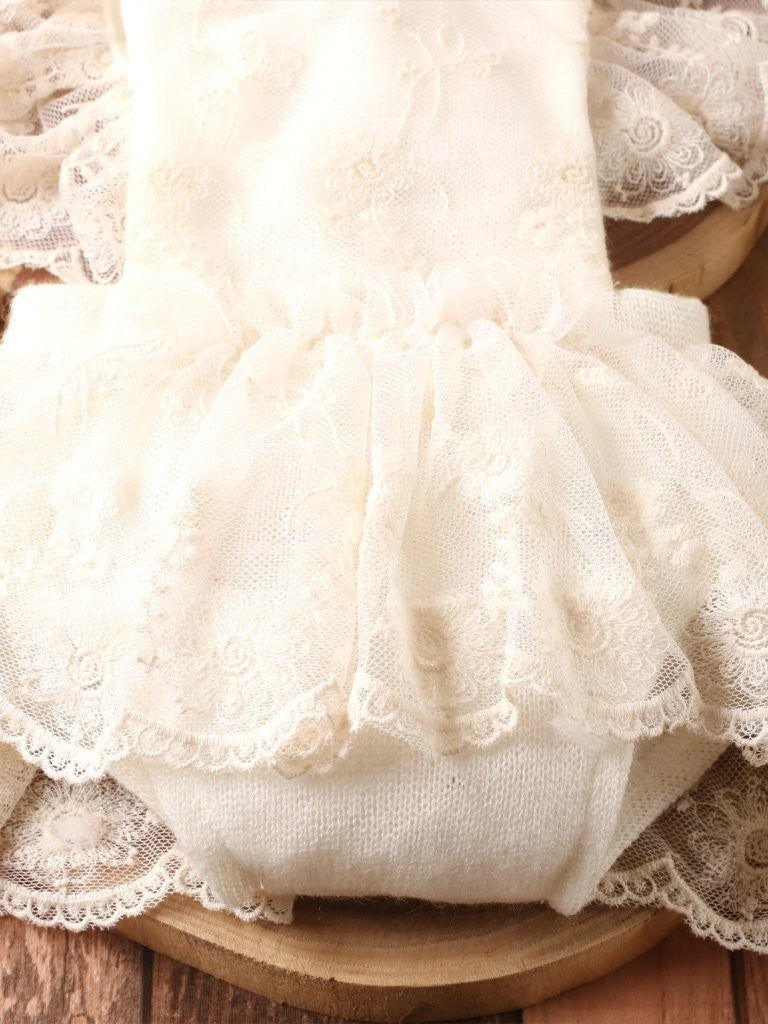 Baby Photography Newborn Ruffle Trim Bodysuit With Hat And Shoes