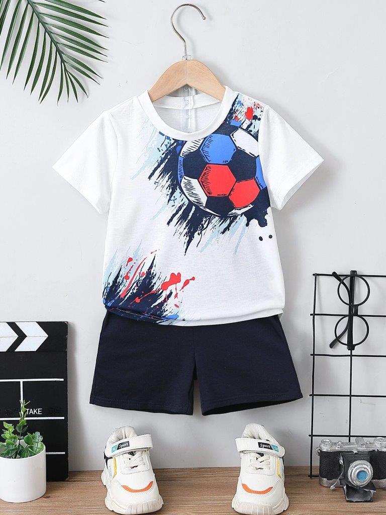 Toddler Boys Soccer Print Tee And Shorts Set