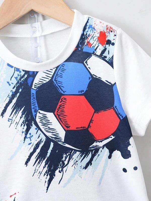 Toddler Boys Soccer Print Tee And Shorts Set