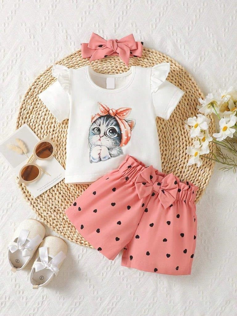 Baby Kitty Ruffle Tee 3 Piece Set