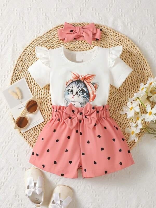 Baby Kitty Ruffle Tee 3 Piece Set