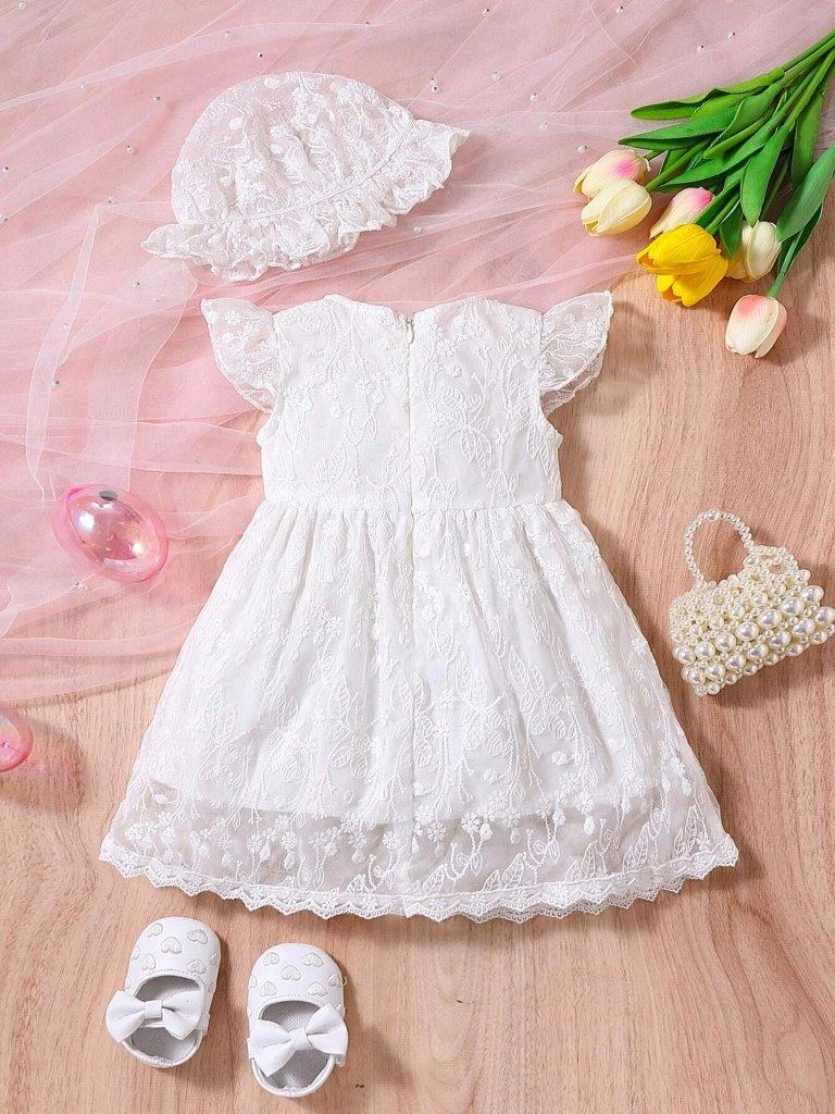 Baby White Lace Dress With Hat
