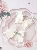 2 Piece Bowknot Design Hair Clips Beige