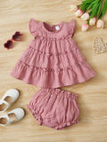 Baby Ruffle Tank Top Dress Set Pink