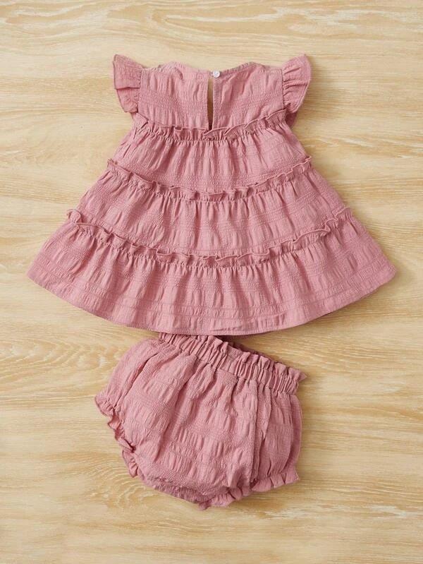 Baby Ruffle Tank Top Dress Set Pink