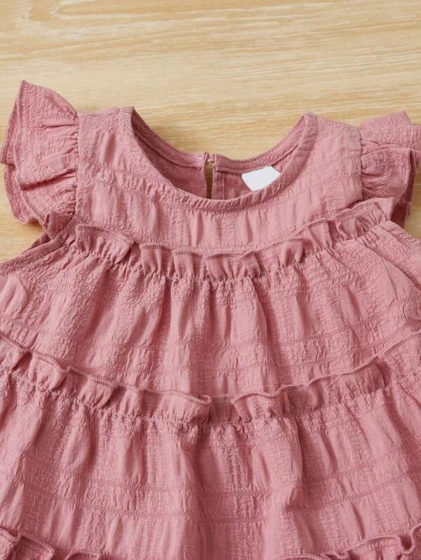 Baby Ruffle Tank Top Dress Set Pink