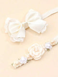 Baby 2 Piece Flower Headband Set Beige