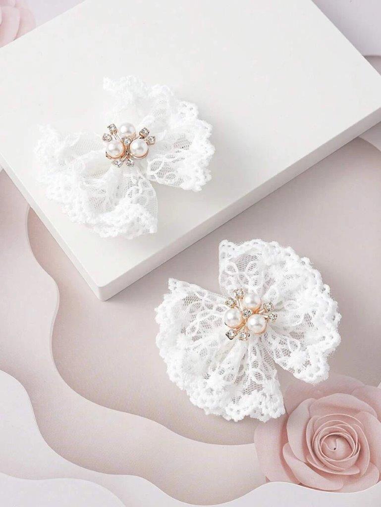 2 Piece Faux Pearl Pattern Hair Clips Set