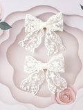 2 Piece Fashionable Lace Hair Clips Beige