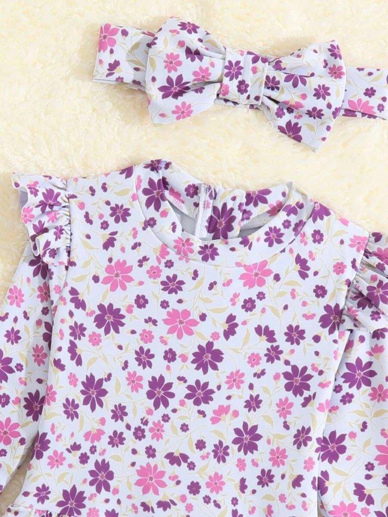 Baby Floral Print Swimming Costume Set