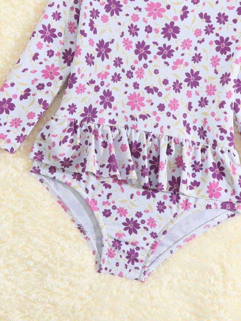 Baby Floral Print Swimming Costume Set