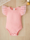 Baby Ruffle Trim Sleeve Ribbed Bodysuit