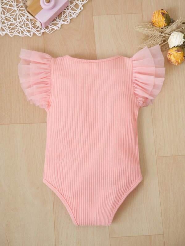 Baby Ruffle Trim Sleeve Ribbed Bodysuit