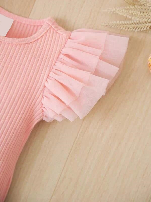 Baby Ruffle Trim Sleeve Ribbed Bodysuit