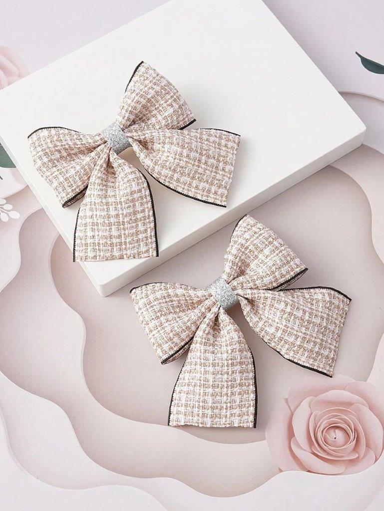 2 Piece Plaid Pattern Hair Clips Set