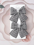 2 Piece Black And White Plaid Pattern Hair Clips Set