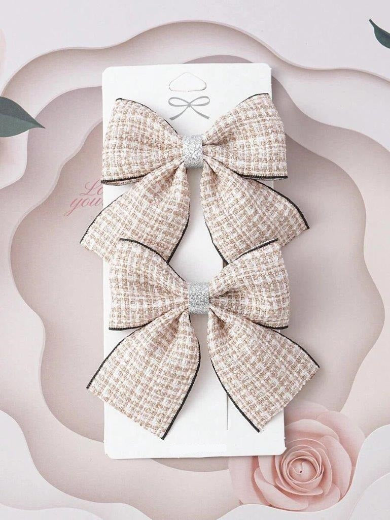 2 Piece Plaid Pattern Hair Clips Set