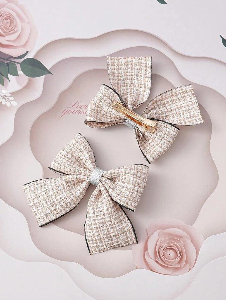2 Piece Plaid Pattern Hair Clips Set