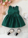 Baby Side Bow Detailed Dress Navy Emerald