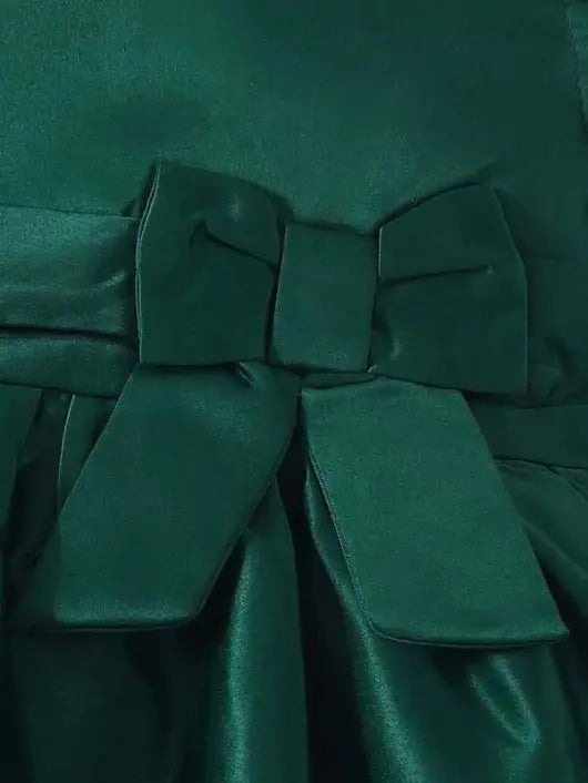 Baby Side Bow Detailed Dress Navy Emerald