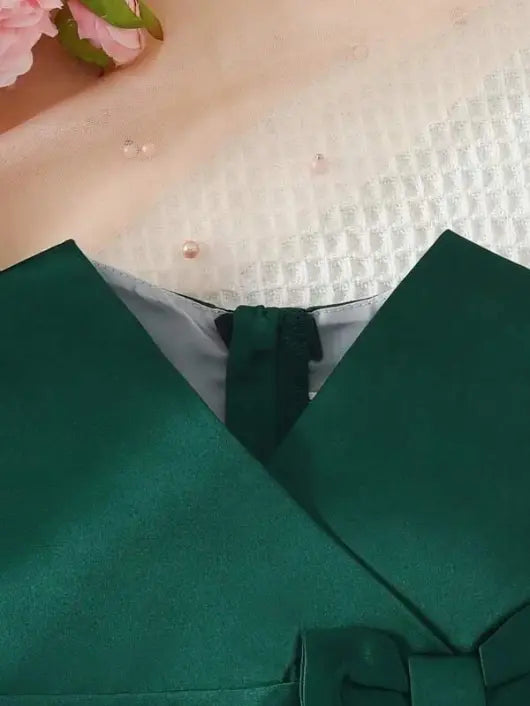 Baby Side Bow Detailed Dress Navy Emerald